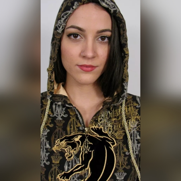Christian Audiger Y2K Black & Gold Panther Monogram Hoodie - Picture 15 of 15